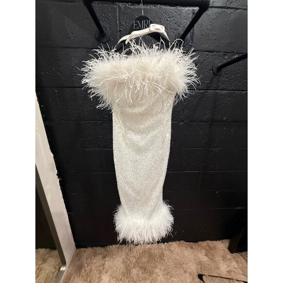 Nadine Merabi White Feather Beaded Sequin - Picture 9 of 9